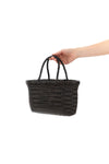 hand-woven  flat gora mini handbag in hand-woven buffalo leather characterized