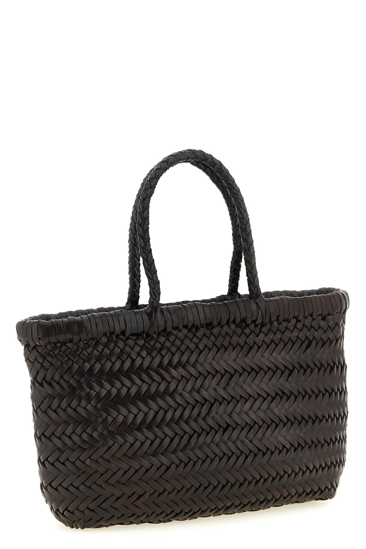 hand-woven  flat gora mini handbag in hand-woven buffalo leather characterized