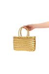 hand-woven  flat gora mini handbag in hand-woven buffalo leather characterized