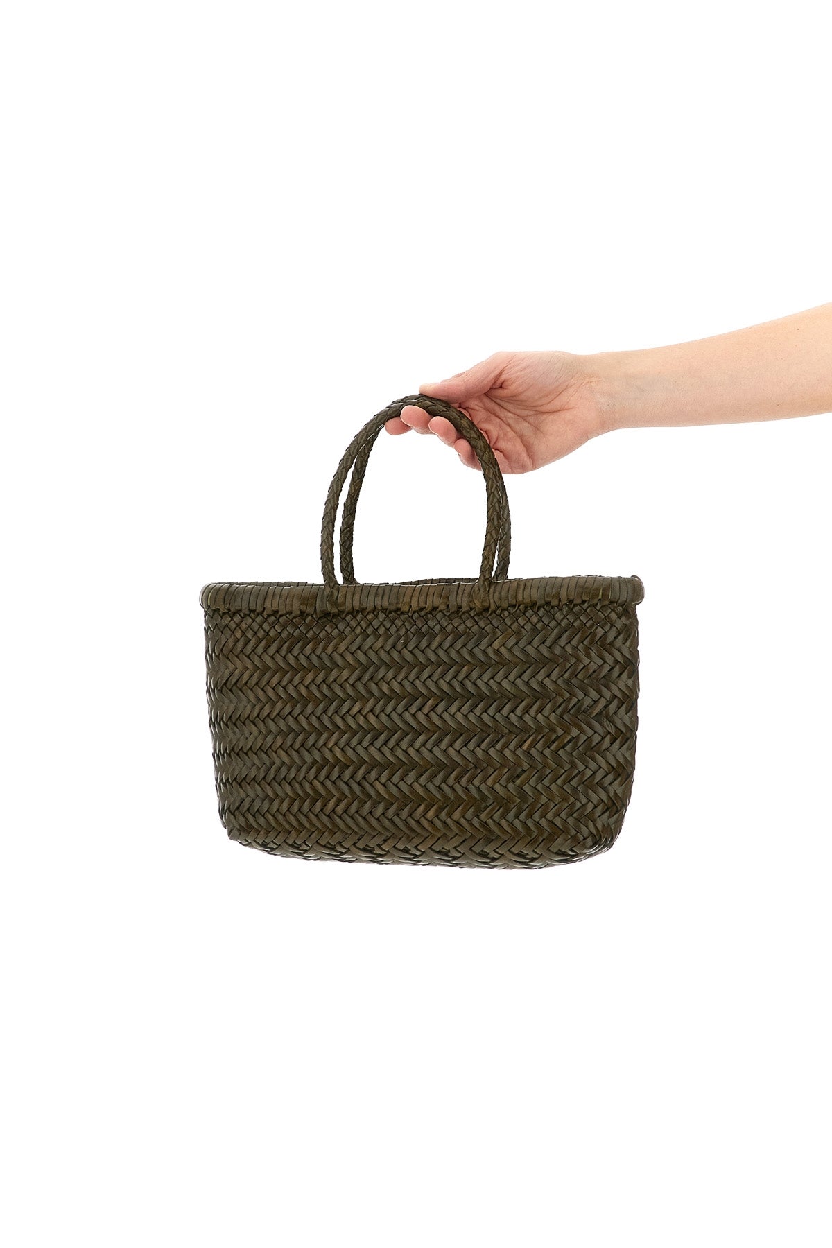 hand-woven  flat gora mini handbag in hand-woven buffalo leather characterized