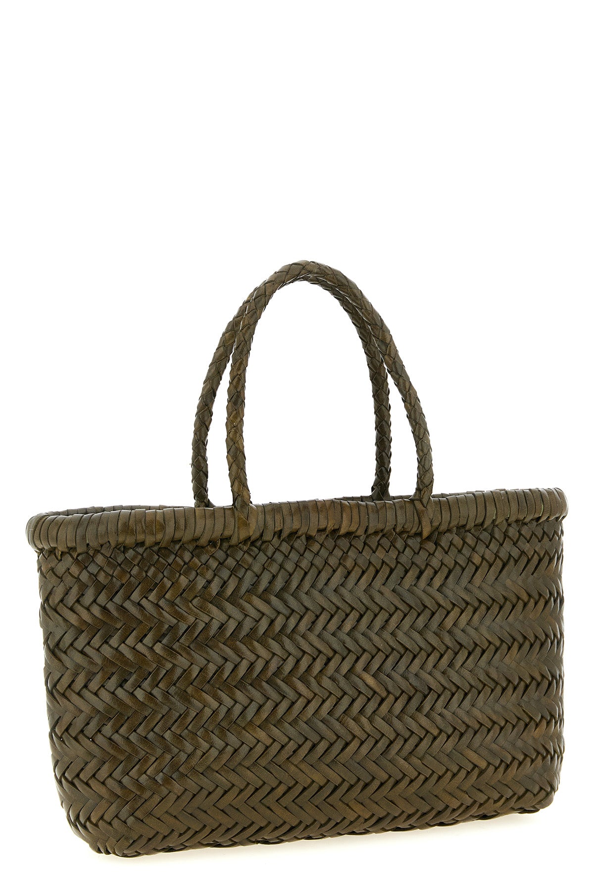 hand-woven  flat gora mini handbag in hand-woven buffalo leather characterized