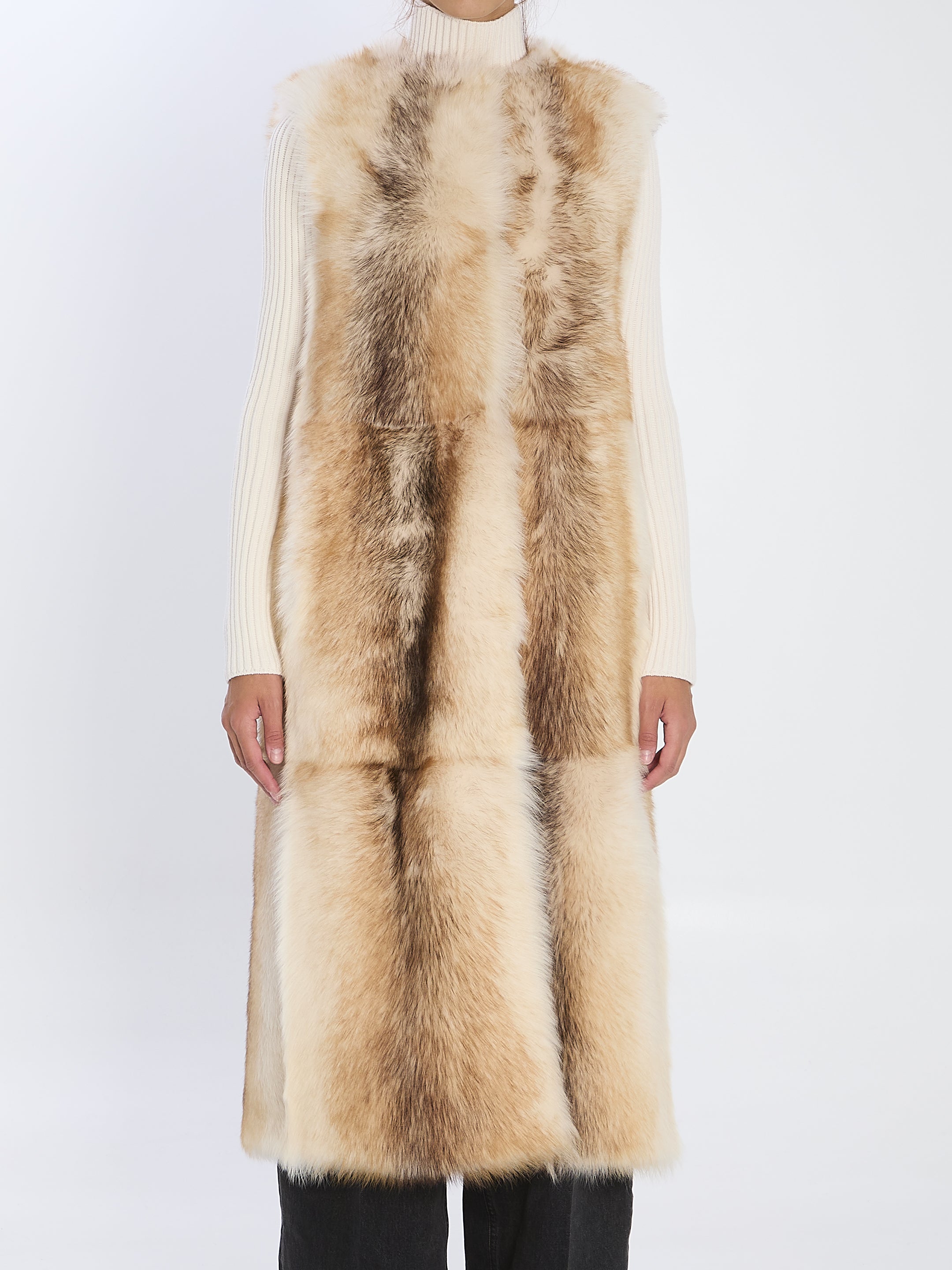 YVES SALOMON 36 long lamb fur vest