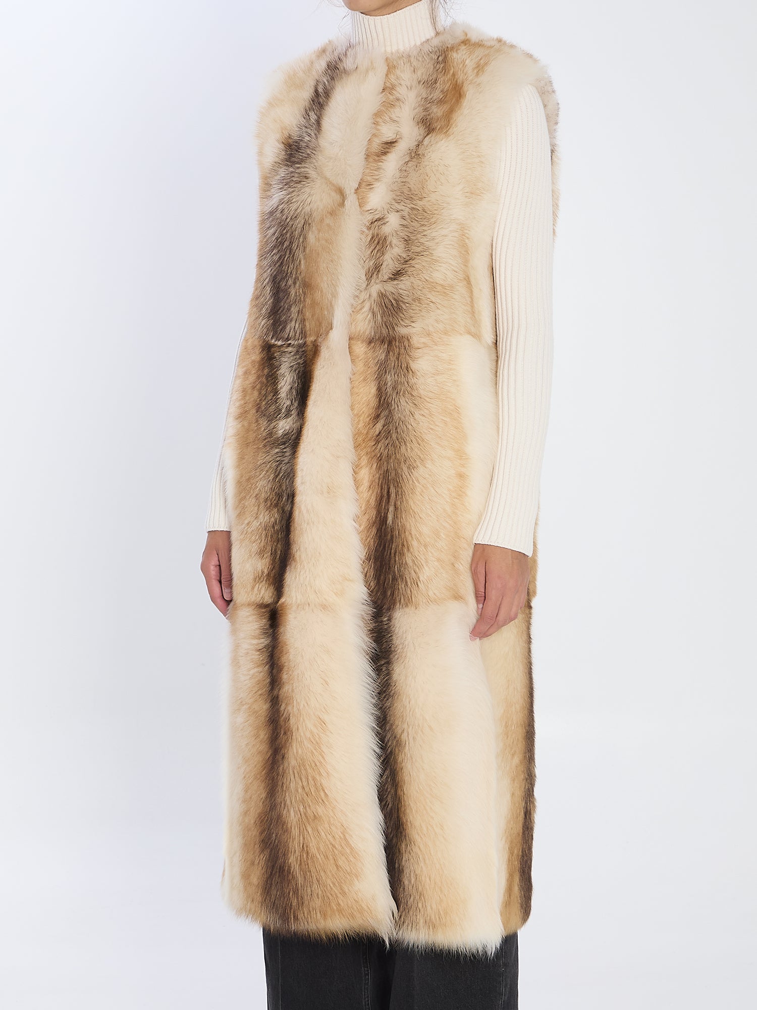 YVES SALOMON 36 long lamb fur vest