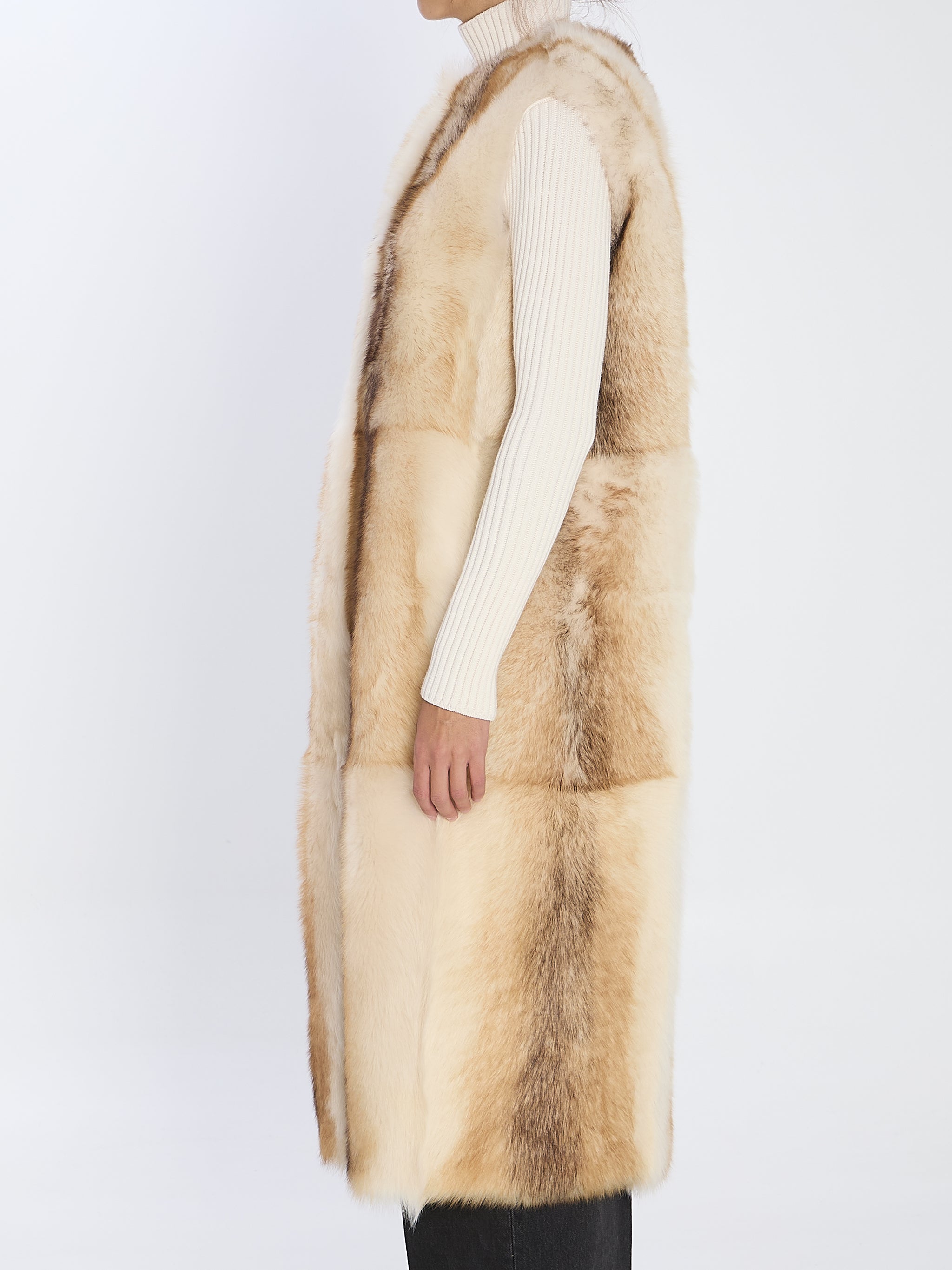 long lamb fur vest