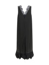 lace-trimmed satin long dress