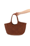 nantucket large hand-woven buffalo leather shoulder bag characterized by baske