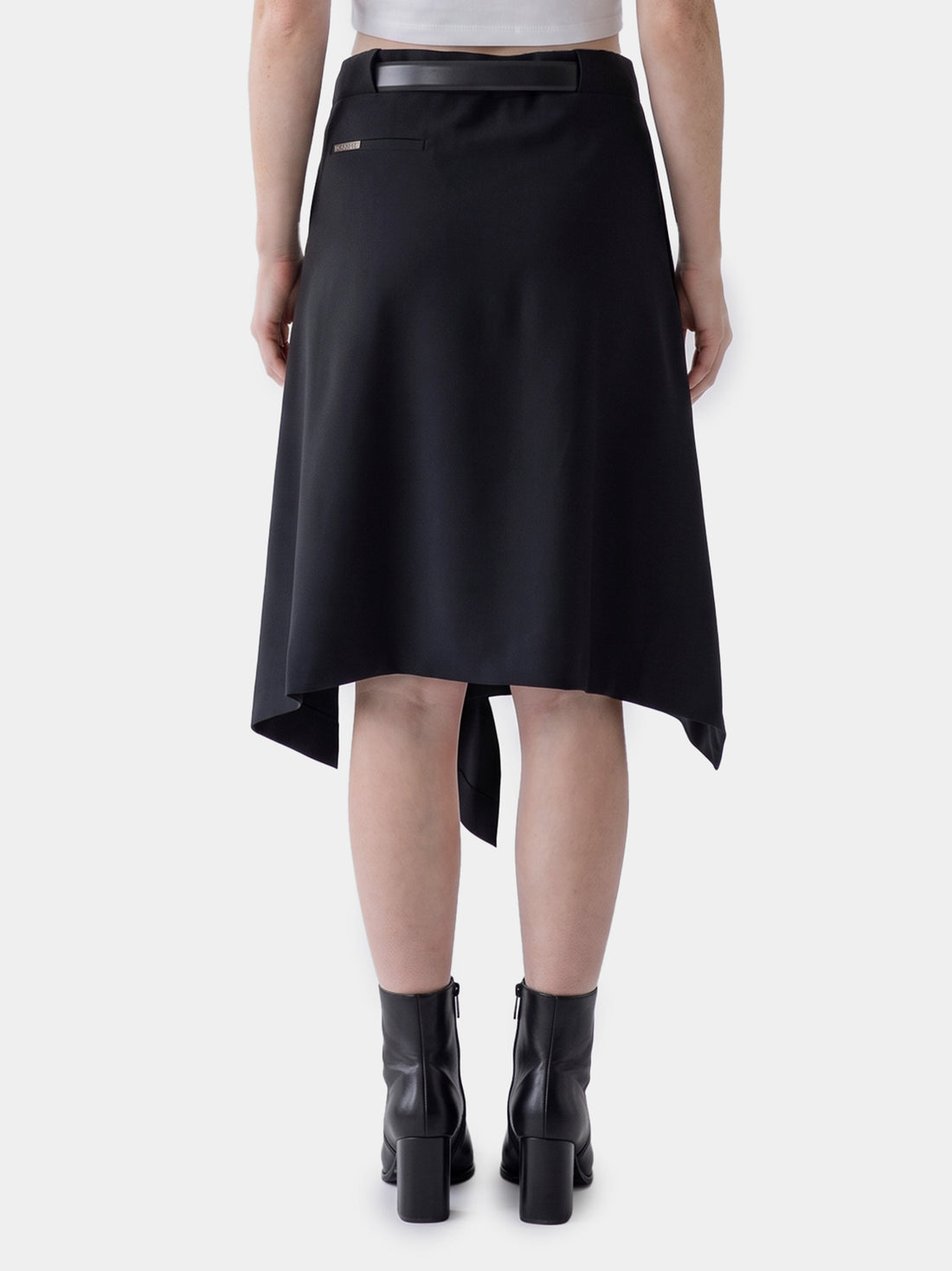 THE ATTICO 40 asymmetric midi skirt with belt