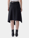 asymmetric midi skirt with belt