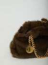 faux fur falabella mini drawstring bag