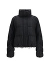 cropped pinstripe wool puffer jacket
