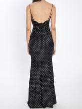 SELF PORTRAIT 10 polka dot satin lace maxi dress