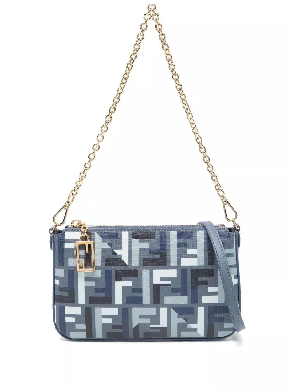 Fendi Ff Fabric Baguette Pouch With Chain