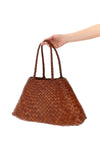santa croce large shoulder bag in hand-woven buffalo leather characterized by