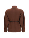high neck cardigan with belt