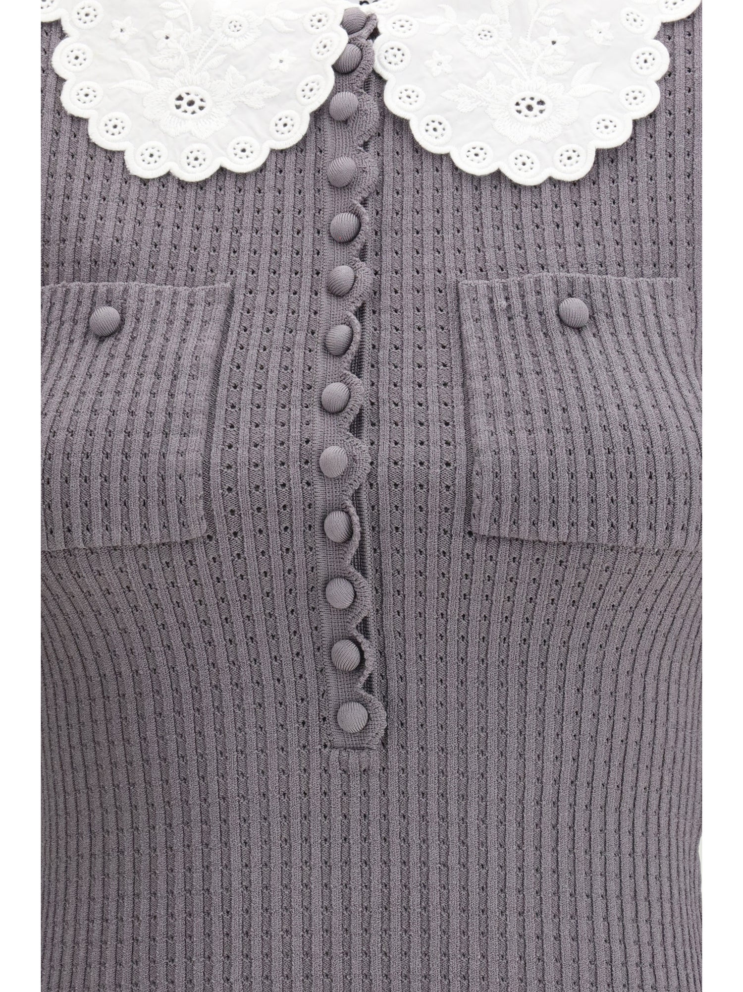 SELF-PORTRAIT L lace collar knit top