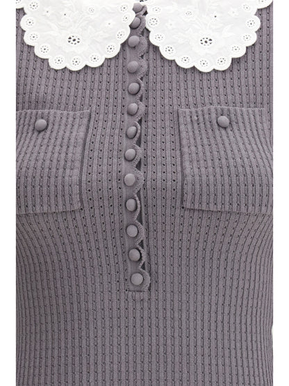 SELF-PORTRAIT L lace collar knit top