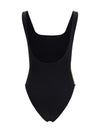 one-piece swimsuit with check trim