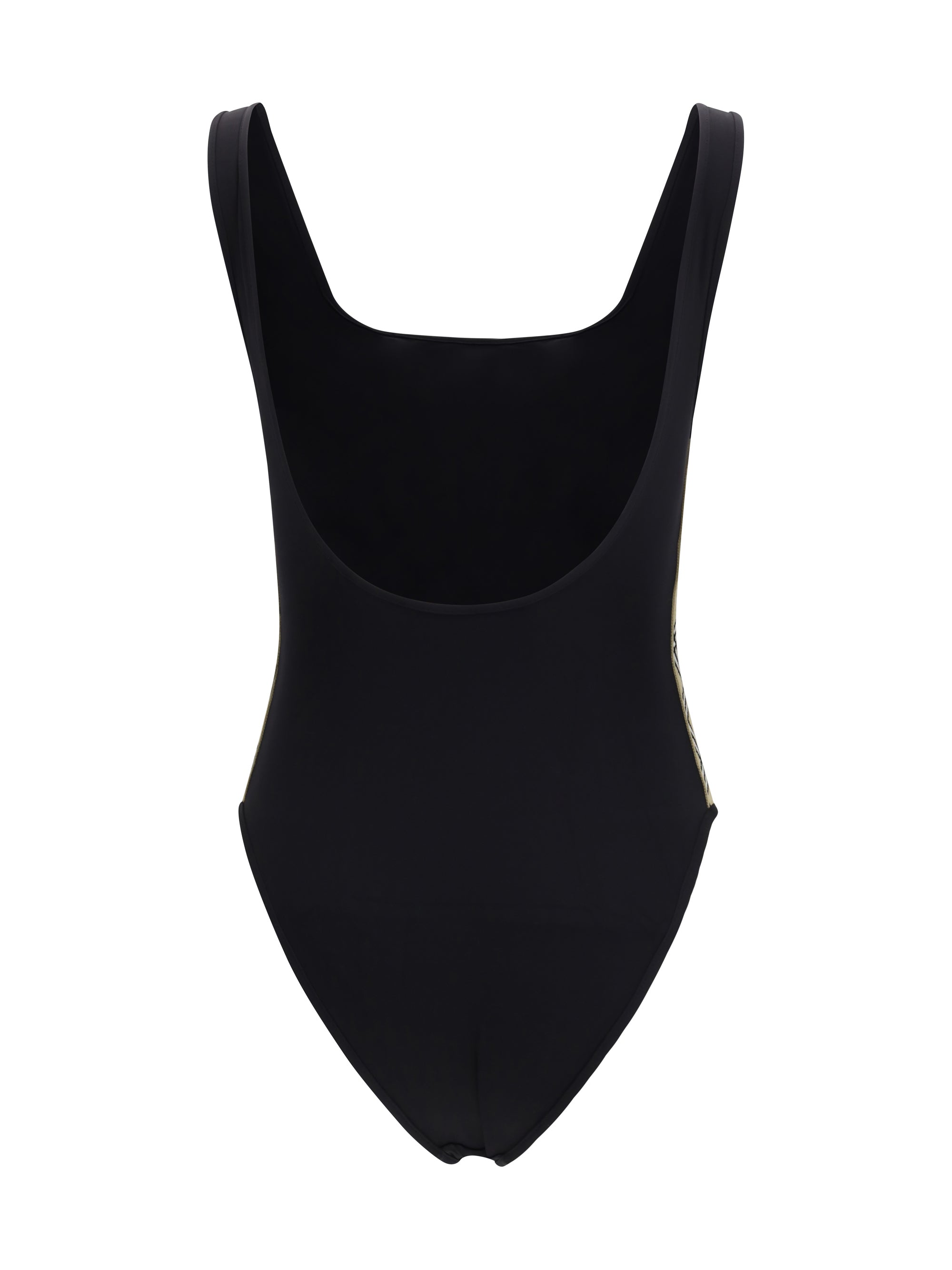 one-piece swimsuit with check trim