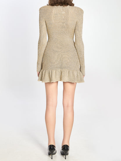 SELF PORTRAIT M gold mini dress