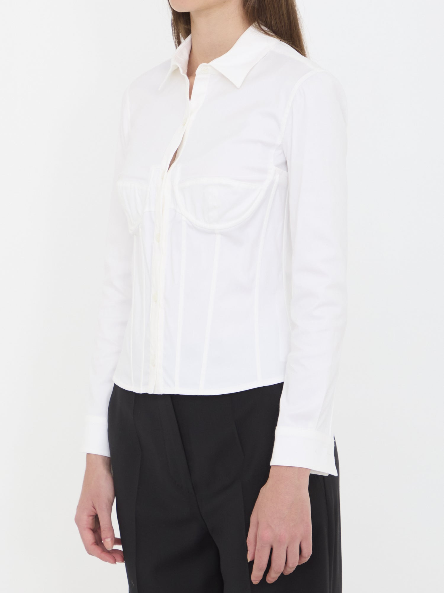 BALENCIAGA 36 corsedet shirt in stretch poplin