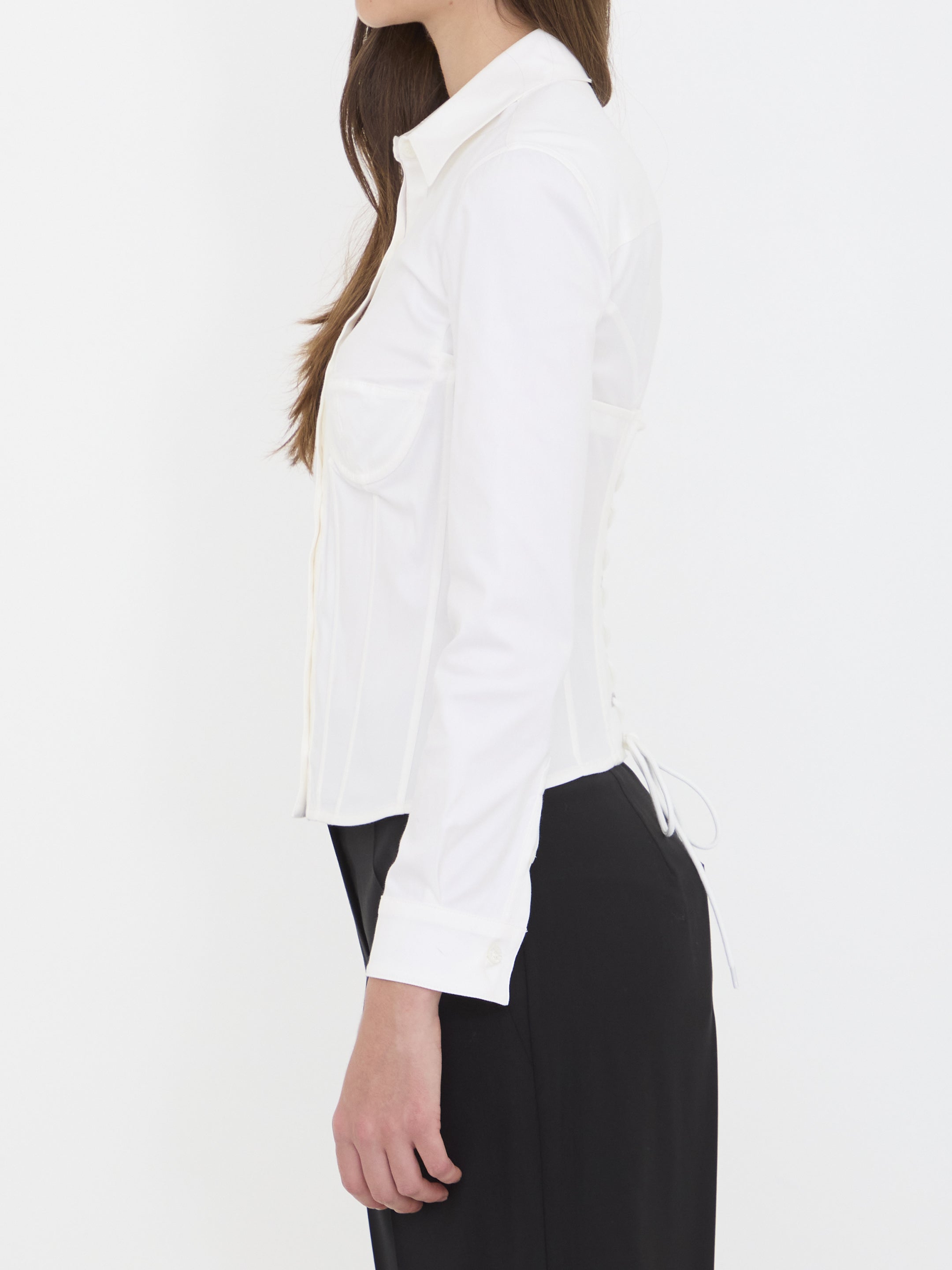 BALENCIAGA 36 corsedet shirt in stretch poplin