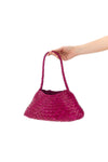 hand-woven buffalo leather rosanna shoulder bag characterized by irregular strip