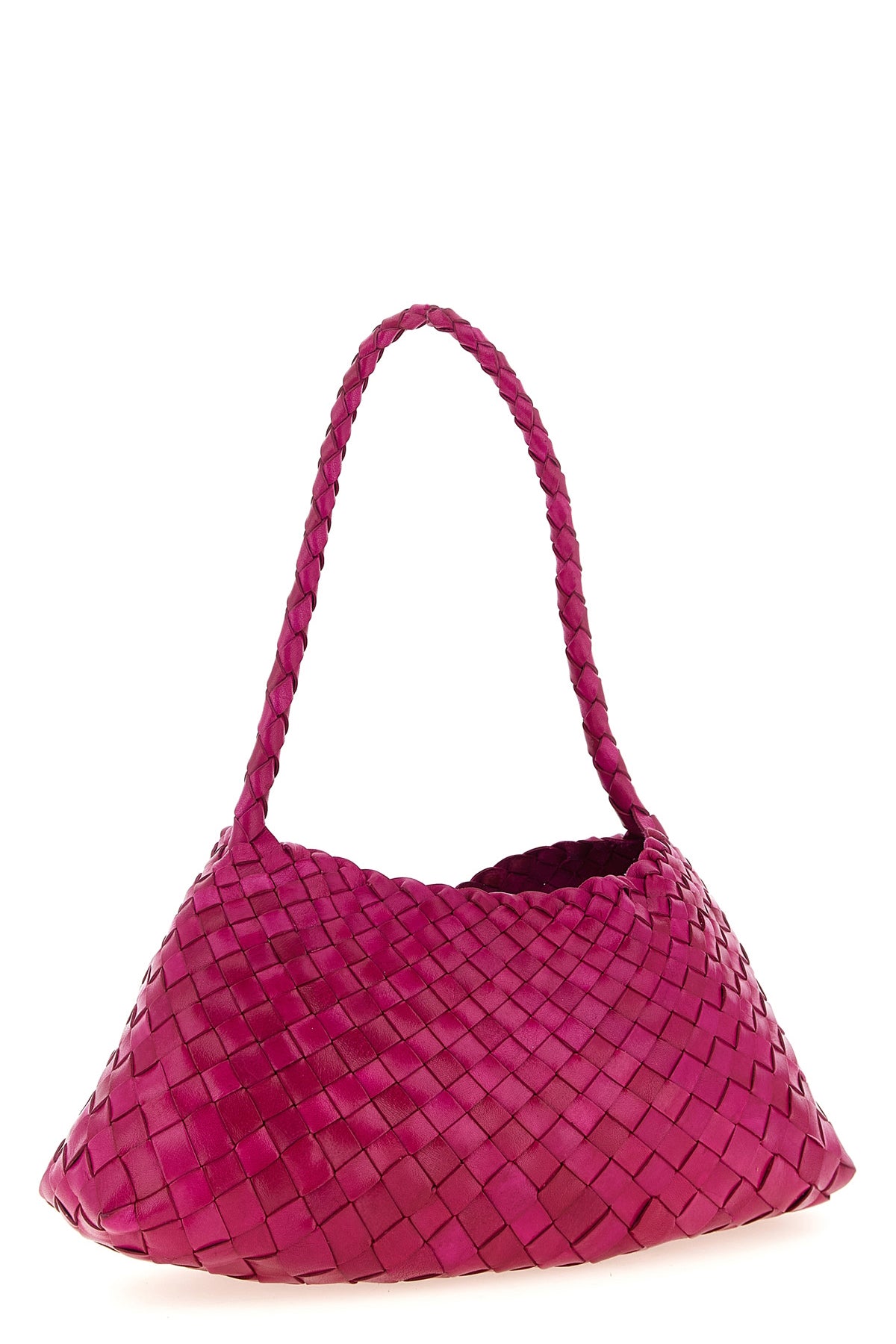 hand-woven buffalo leather rosanna shoulder bag characterized by irregular strip
