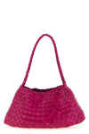 hand-woven buffalo leather rosanna shoulder bag characterized by irregular strip