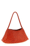 hand-woven buffalo leather rosanna shoulder bag characterized by irregular strip