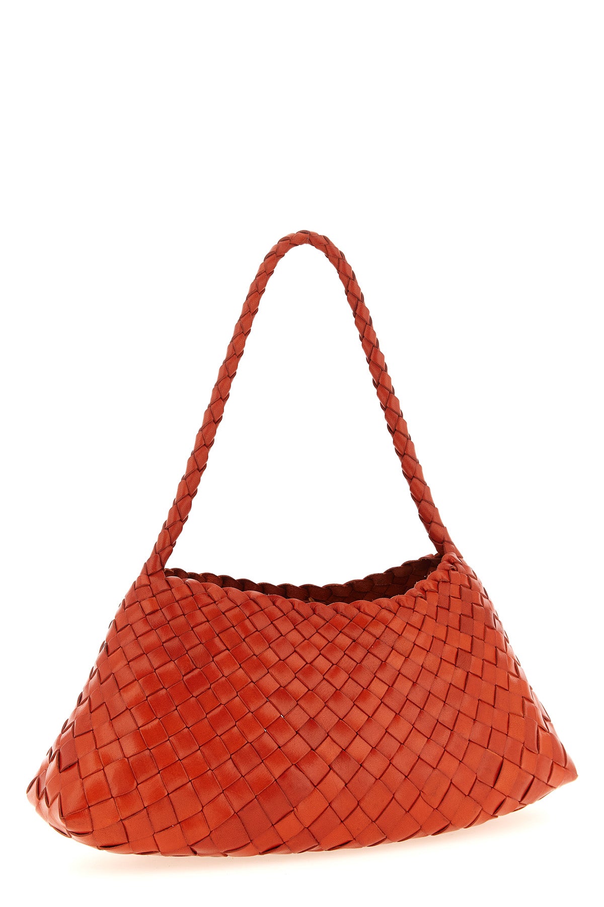 hand-woven buffalo leather rosanna shoulder bag characterized by irregular strip