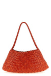 hand-woven buffalo leather rosanna shoulder bag characterized by irregular strip