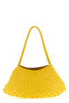 hand-woven buffalo leather rosanna shoulder bag characterized by irregular strip