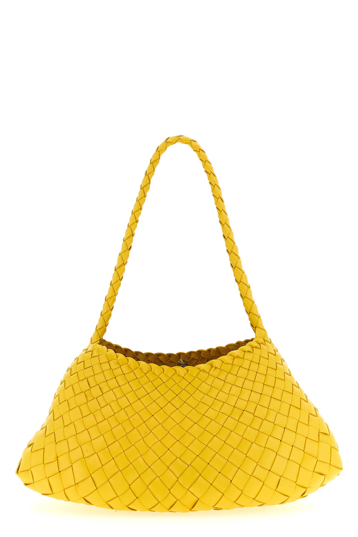 hand-woven buffalo leather rosanna shoulder bag characterized by irregular strip