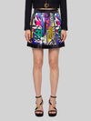 printed silk twill pleated miniskirt