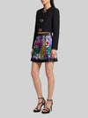 printed silk twill pleated miniskirt