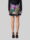 printed silk twill pleated miniskirt