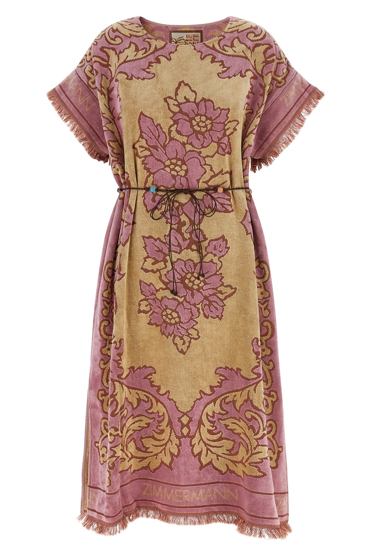aster floral jacquard cotton terry midi dress