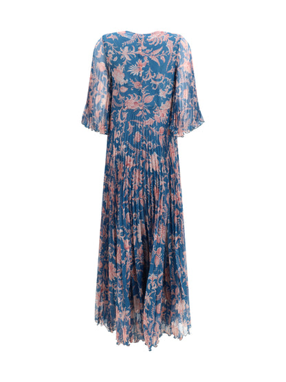 ETRO 44 maxi pleated dress with flared sleeves