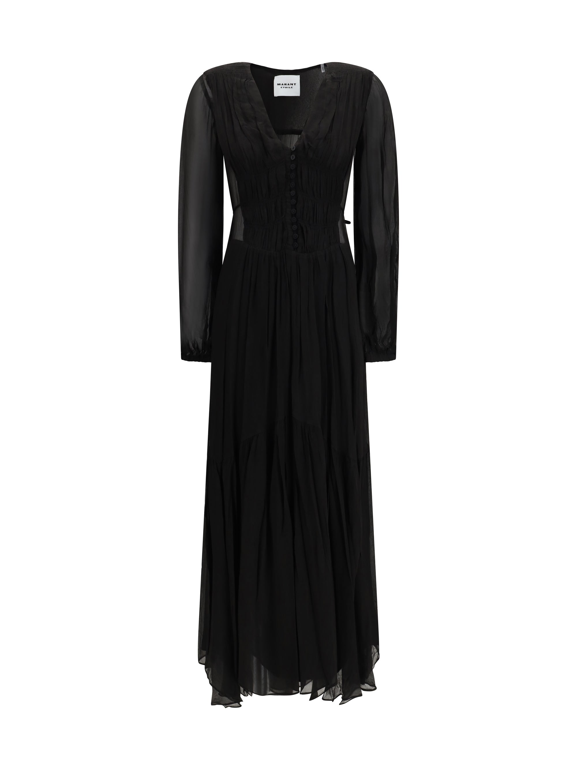 buttoned sheer long dress
