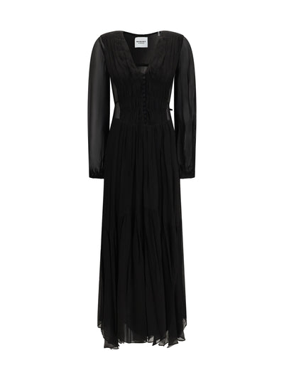 buttoned sheer long dress