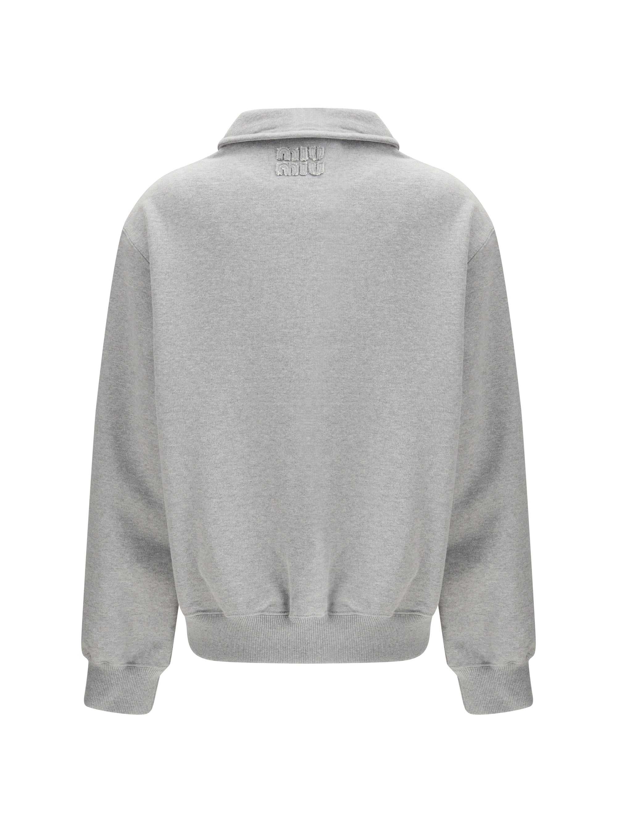 sweatshirt with oblique zip closure