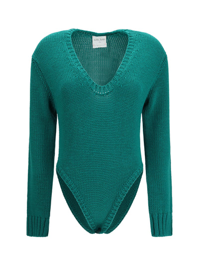 cable-knit wool bodysuit