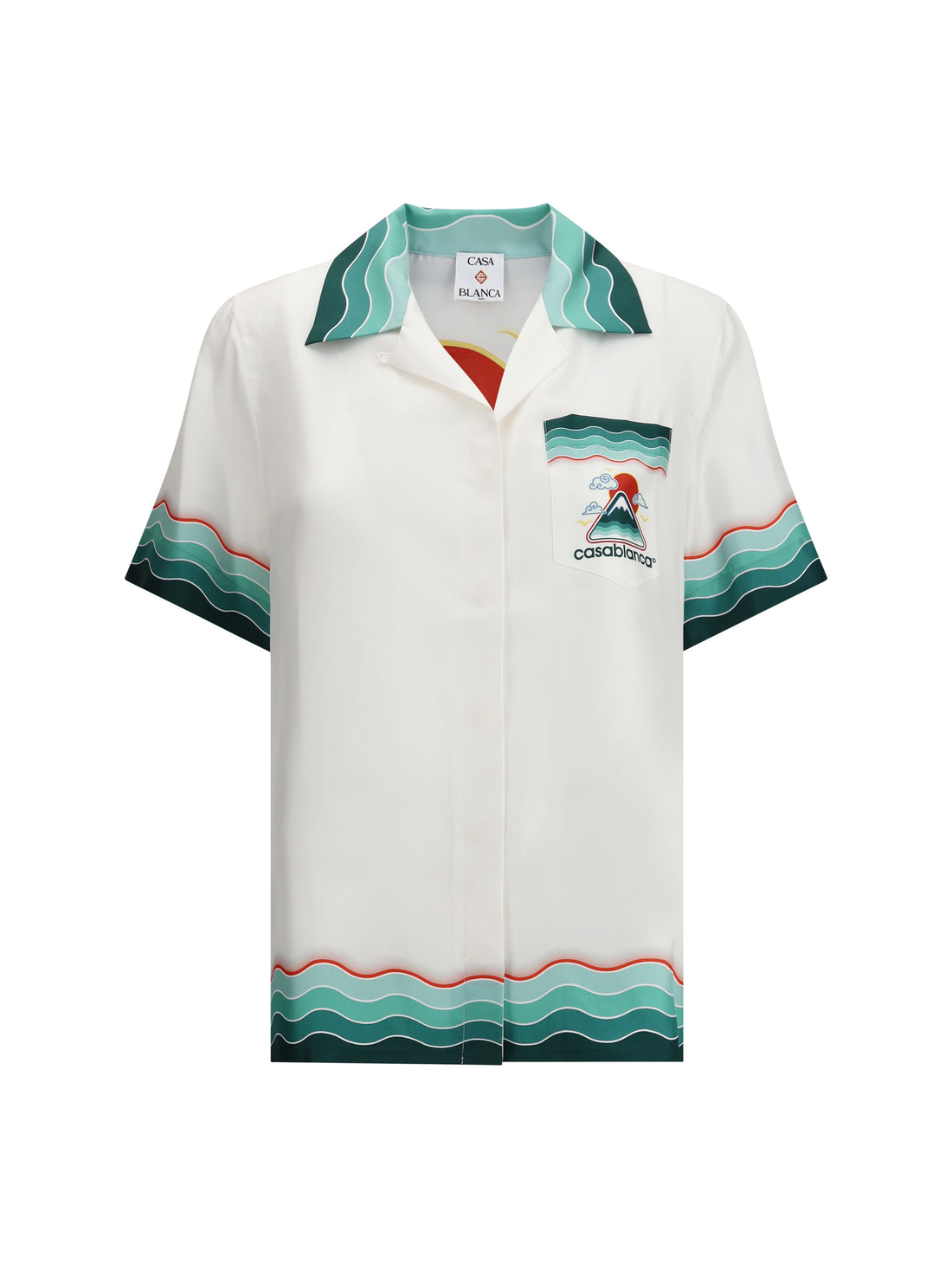CASABLANCA L silk cuban collar short sleeve shirt
