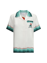 CASABLANCA L silk cuban collar short sleeve shirt