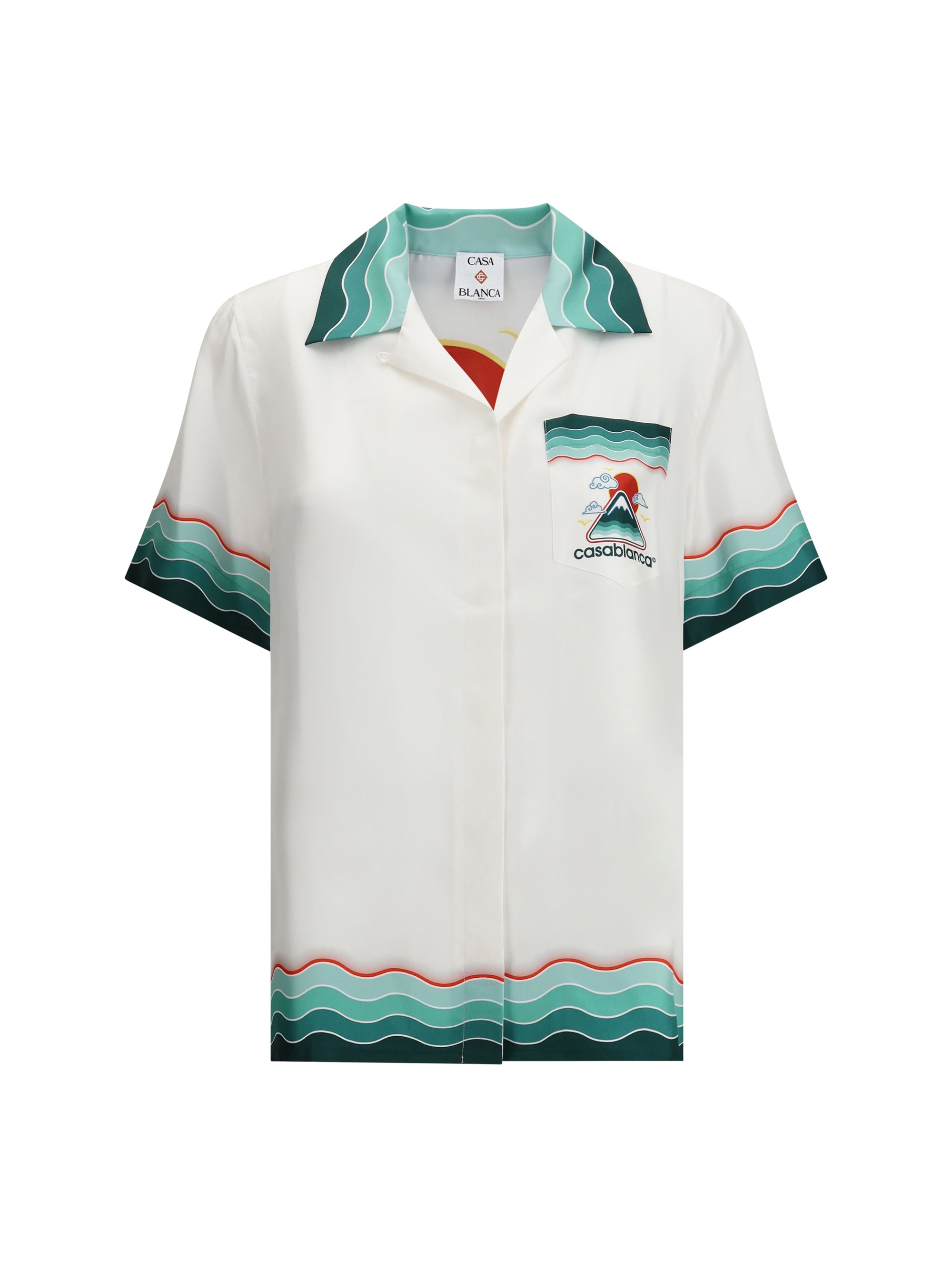 CASABLANCA L silk cuban collar short sleeve shirt