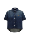 short sleeve denim trapeze shirt