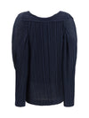 semi-sheer pleated blouse