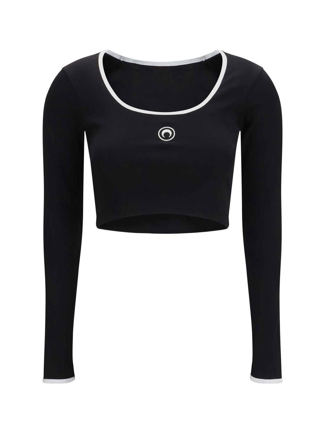 MARINE SERRE M moon logo bicolor jersey roundneck t-shirt 