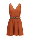 pleated dress with rope belt