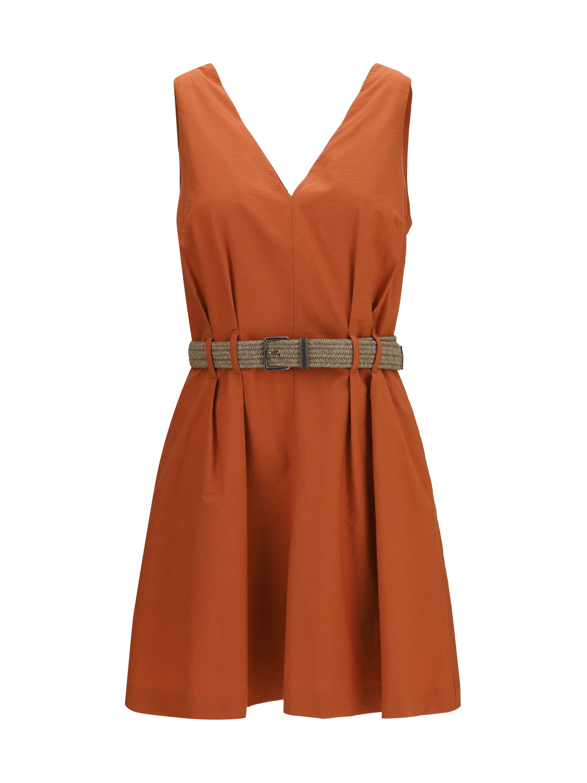 pleated dress with rope belt